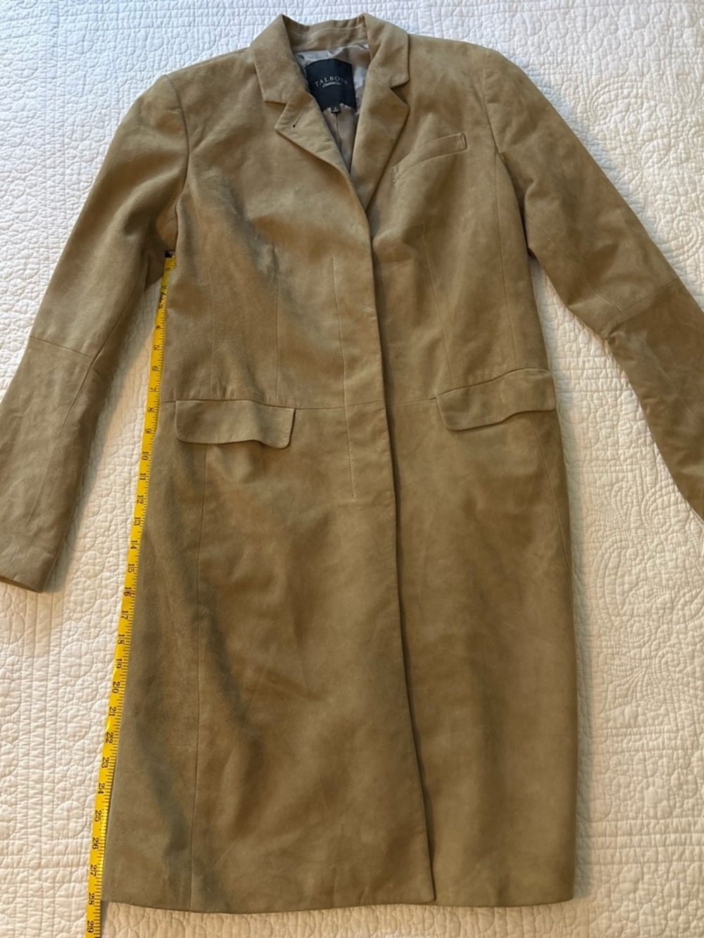 Talbots Olive-Tan Suede Long Coat
